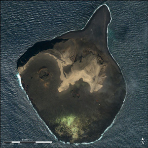 image credit: IKONOS Satellite image courtesy of <a href="http://www.geoeye.com/CorpSite/" target="_blank">GeoEye</a>; <a href="http://earthobservatory.nasa.gov/Newsroom/NewImages/images.php3?img_id=16551" target="_blank">image source</a>; <a href="http://www.physicstogo.org/images/features/surtsey_EO-large-8-01-08.jpg" target="_blank">larger image</a>